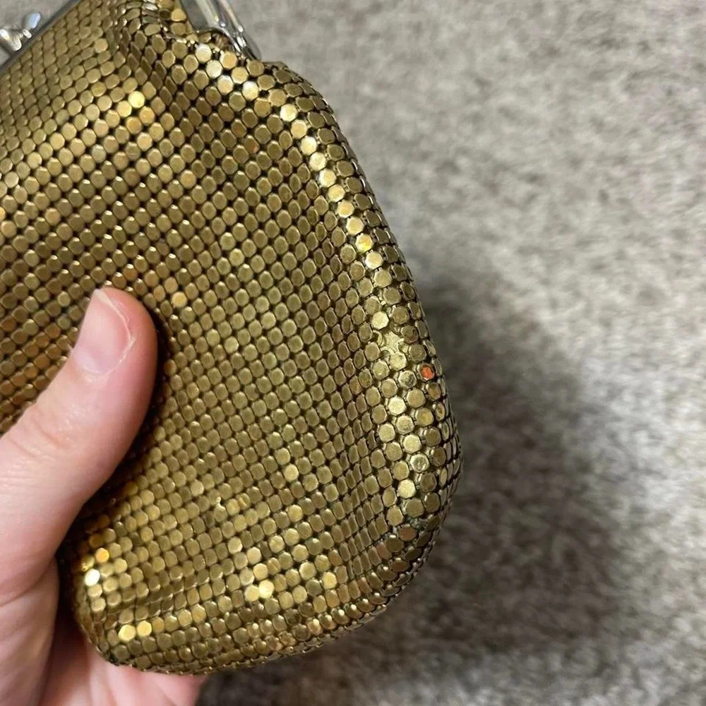 vintage gold sequin mesh coin purse with silver clasp closure